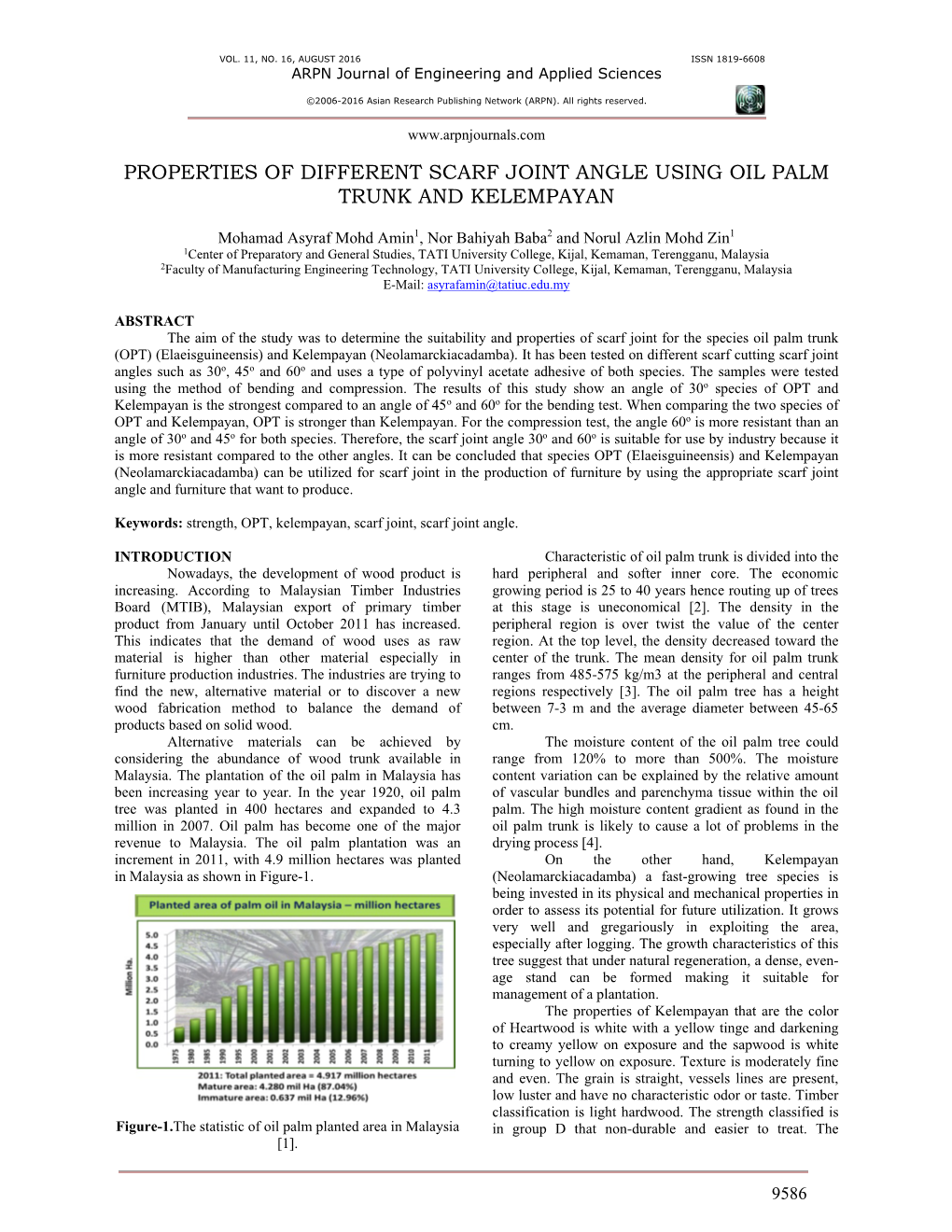 Properties of Different Scarf Joint Angle Using Oil Palm Trunk and Kelempayan