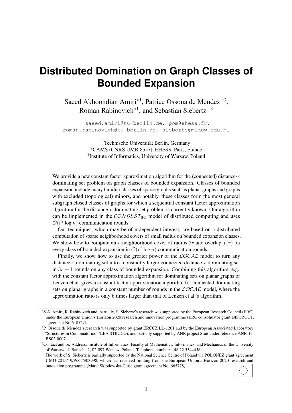 Distributed Domination on Graph Classes of Bounded Expansion