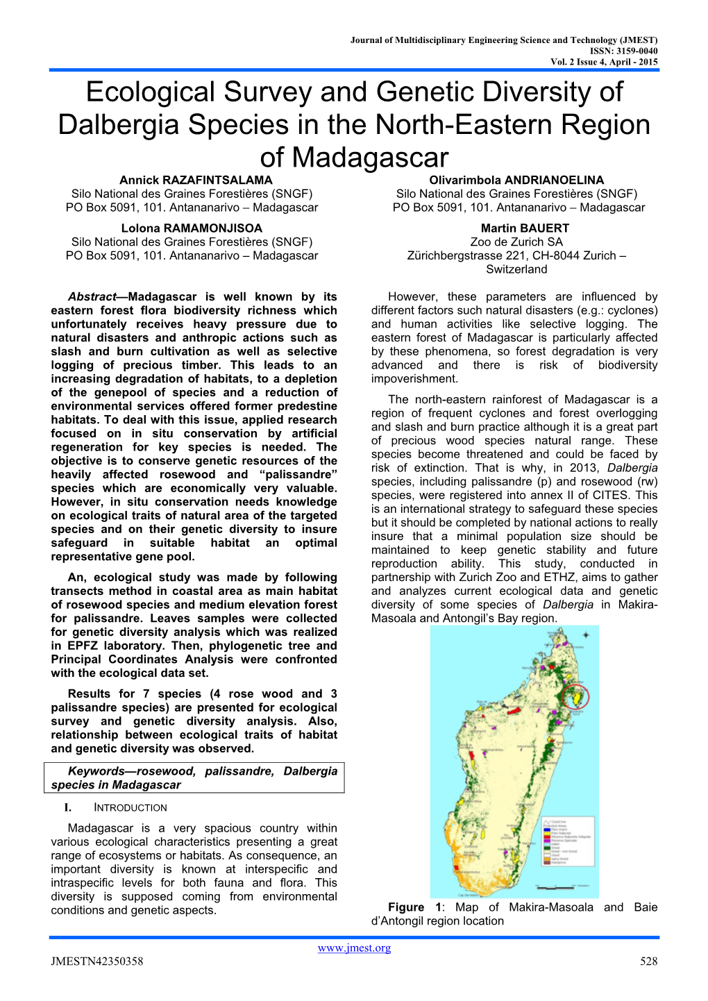 Ecological Survey and Genetic Diversity of Dalbergia Species in the North-Eastern Region