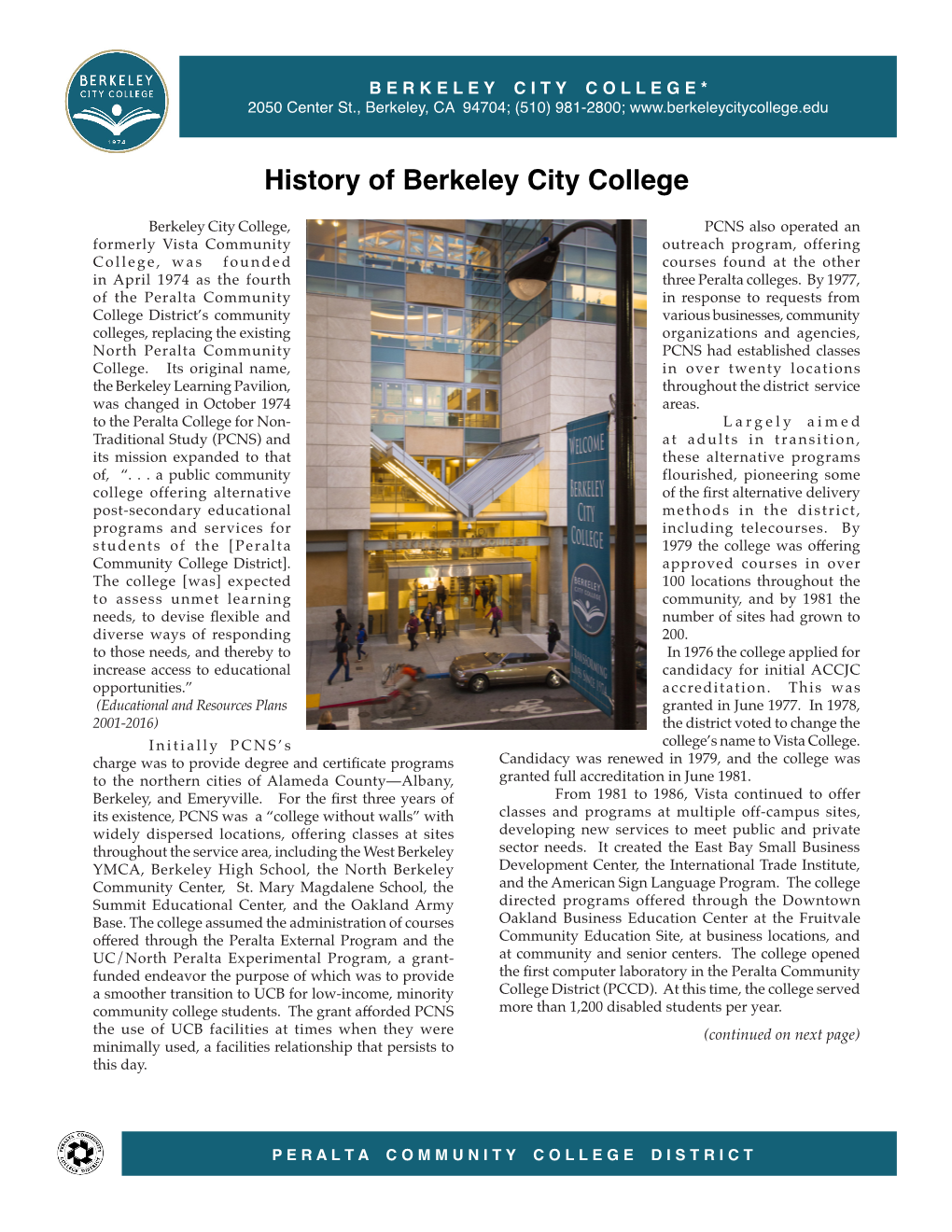 History of Berkeley City College