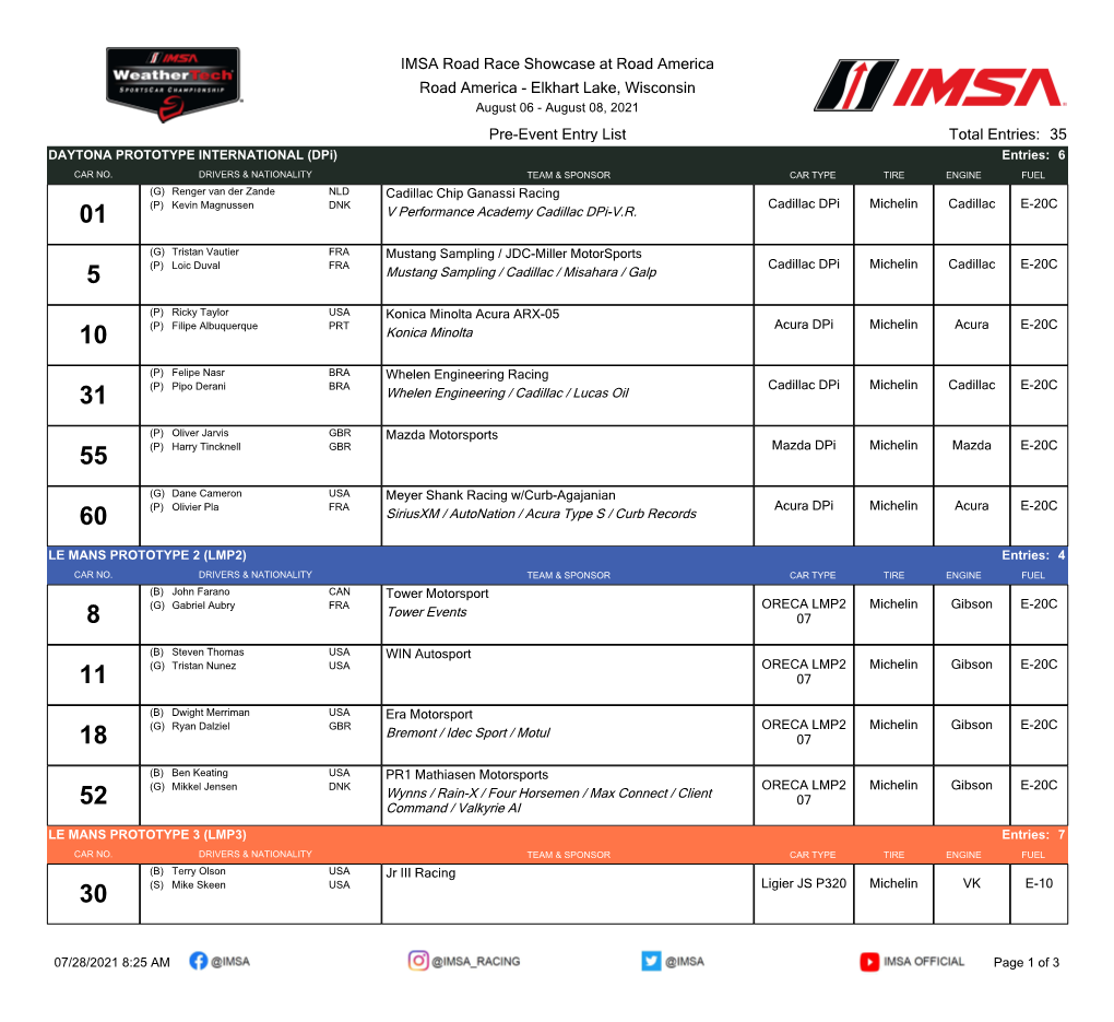 IMSA-Road-America-Entry-List.Pdf