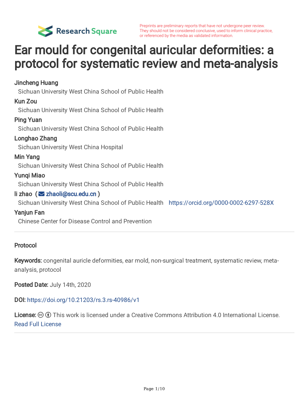 Ear Mould for Congenital Auricular Deformities: a Protocol for Systematic Review and Meta-Analysis