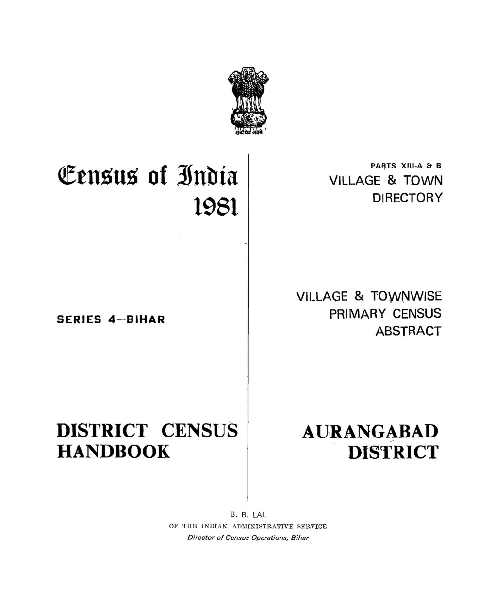 Village & Townwise Primary Census Abstract, Aurangabad District