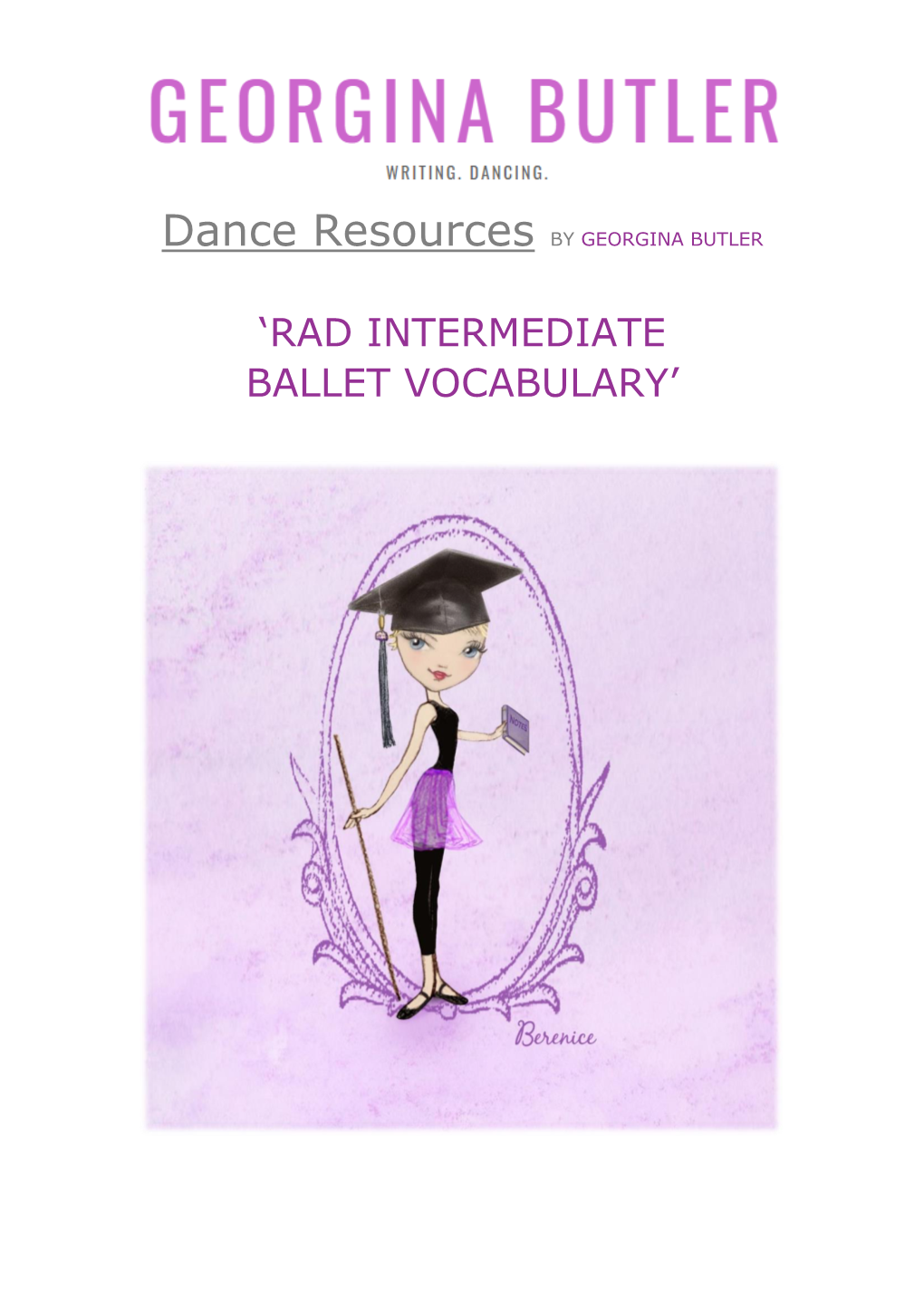 Dance Resources by Georgina Butler – RAD Intermediate Ballet Vocabulary