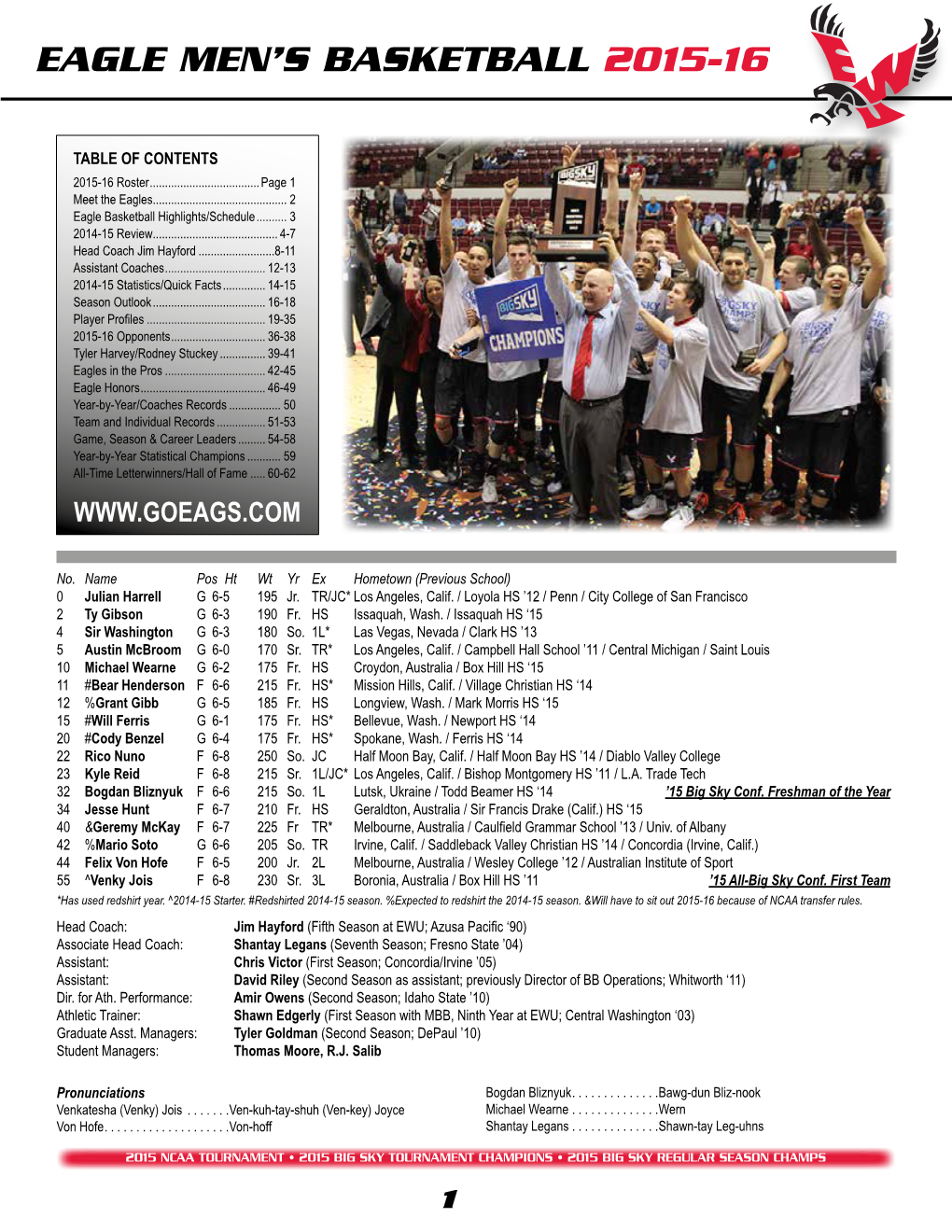 Eagle Men's Basketball 2015-16