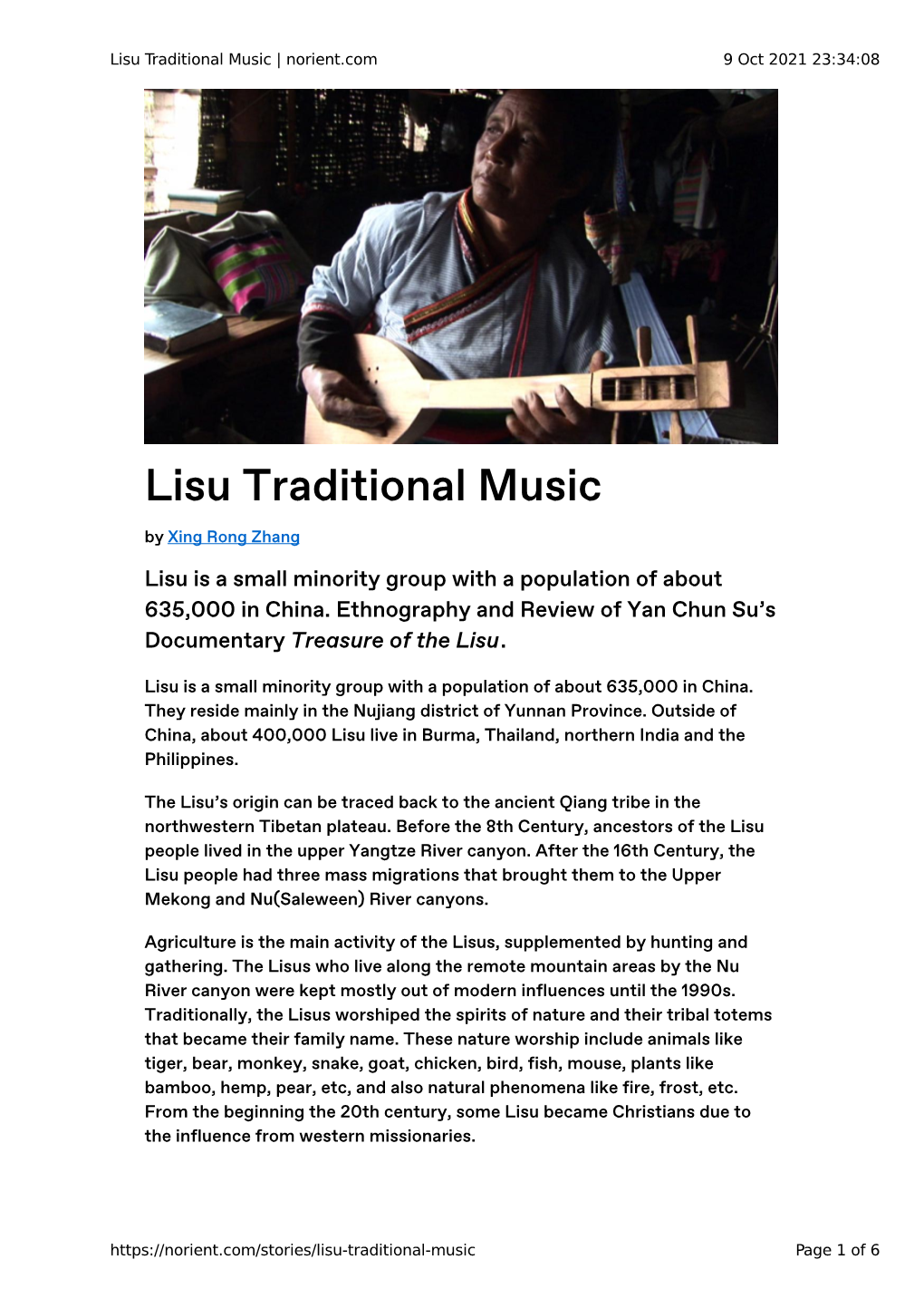 Lisu Traditional Music | Norient.Com 9 Oct 2021 23:34:08