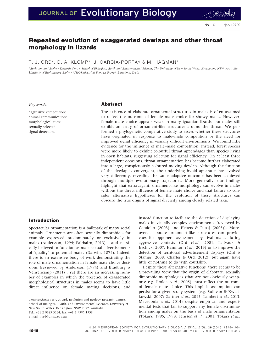 Repeated Evolution of Exaggerated Dewlaps and Other Throat Morphology in Lizards