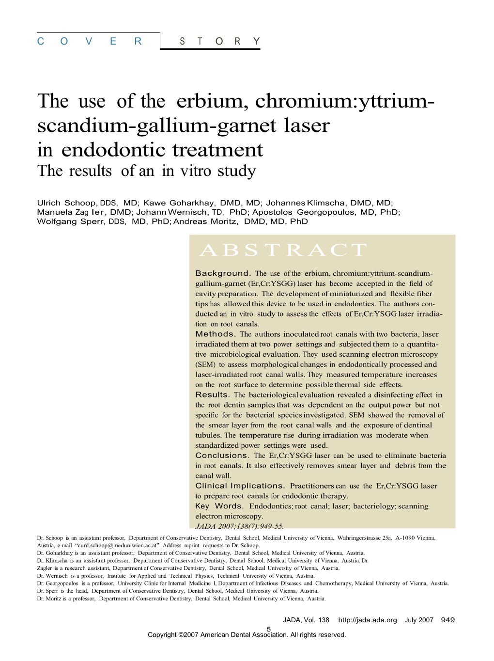 Scandium-Gallium-Garnet Laser in Endodontic Treatment the Results of an in Vitro Study