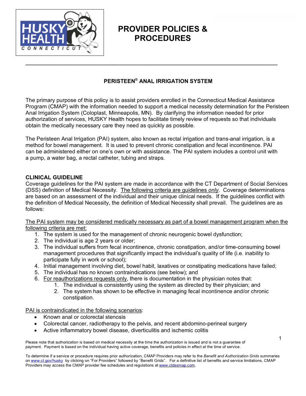 Providers | Peristeen® Anal Irrigation System Policy