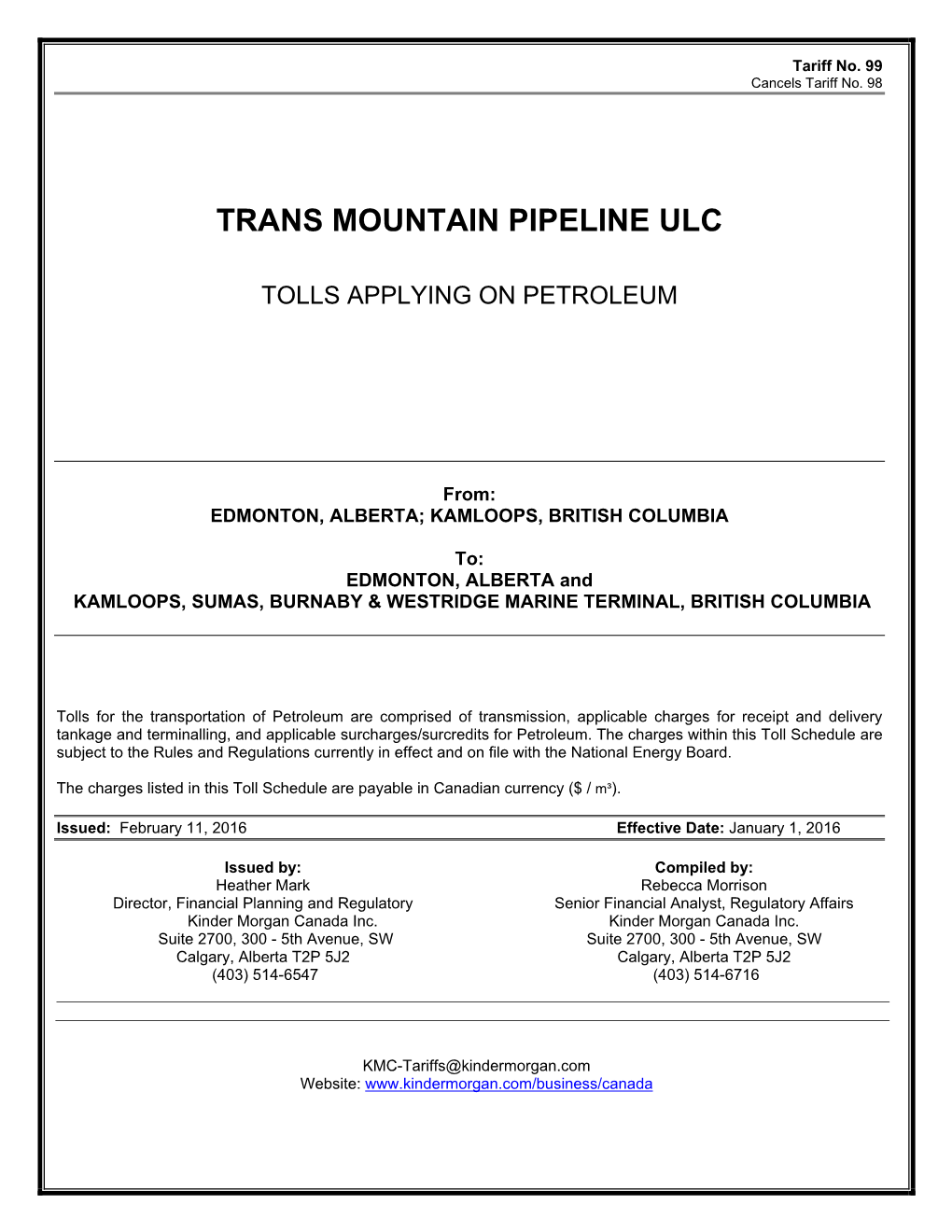 Trans Mountain Pipeline Ulc