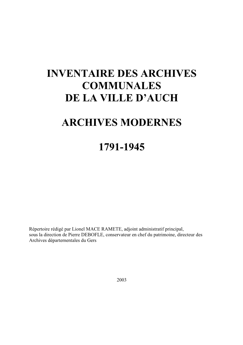 Archives Ville D'auch