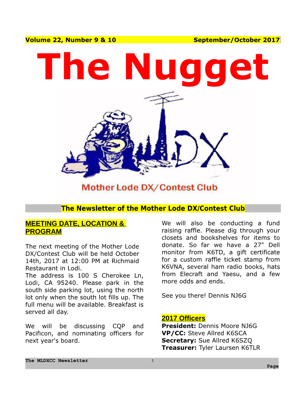 The Newsletter of the Mother Lode DX/Contest Club s5