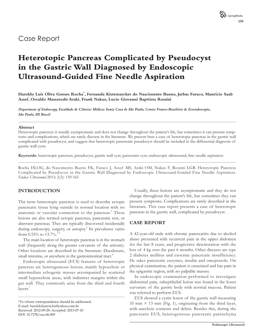Heterotopic Pancreas Complicated by Pseudocyst in the Gastric Wall Diagnosed by Endoscopic Ultrasound-Guided Fine Needle Aspiration