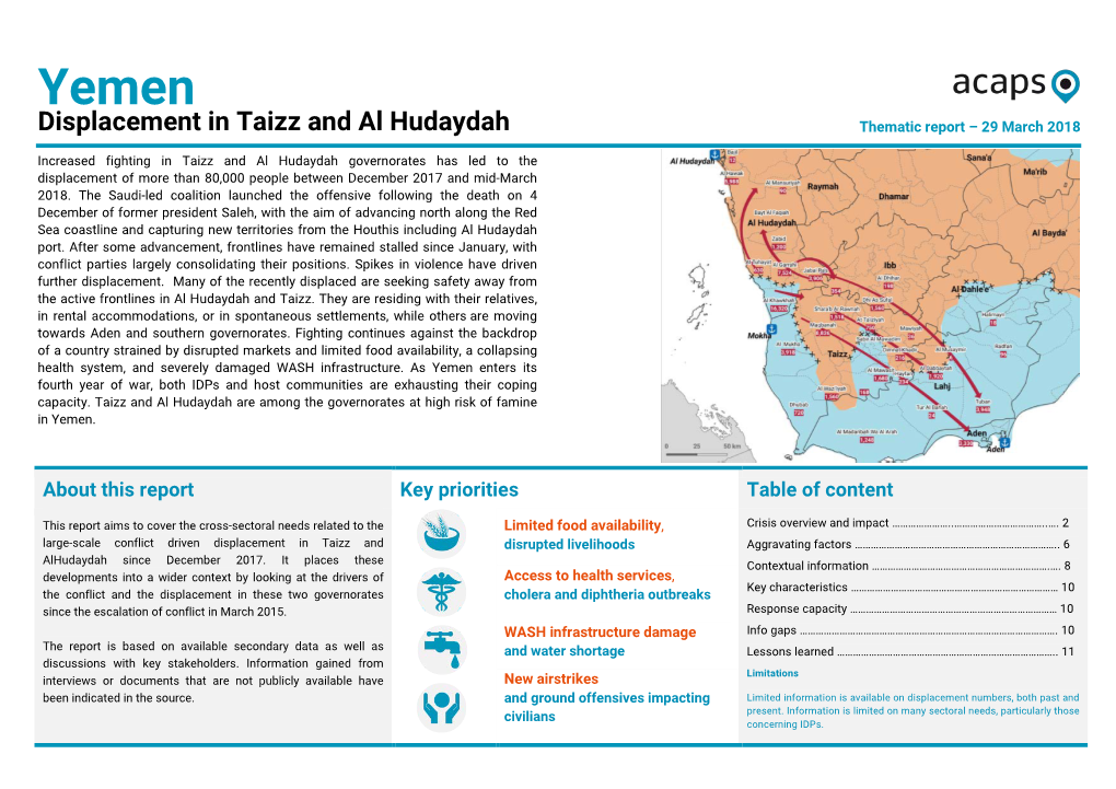 Yemen Displacement in Taizz and Al Hudaydah