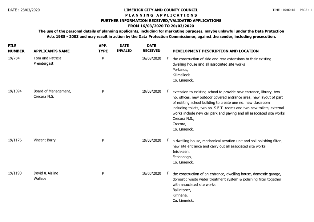 20/03/2020 Further Information