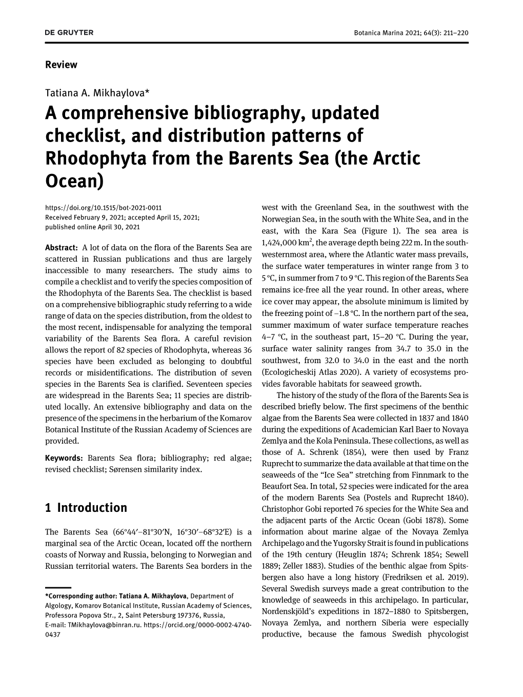 Botanica Marina 2021; 64(3): 211–220