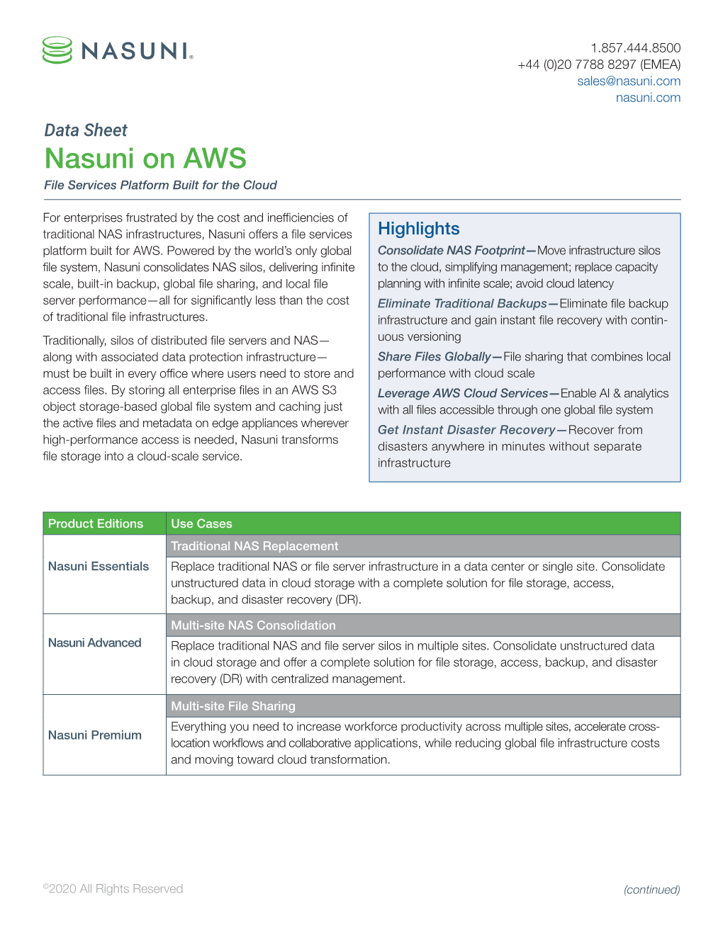 Nasuni on AWS File Services Platform Built for the Cloud