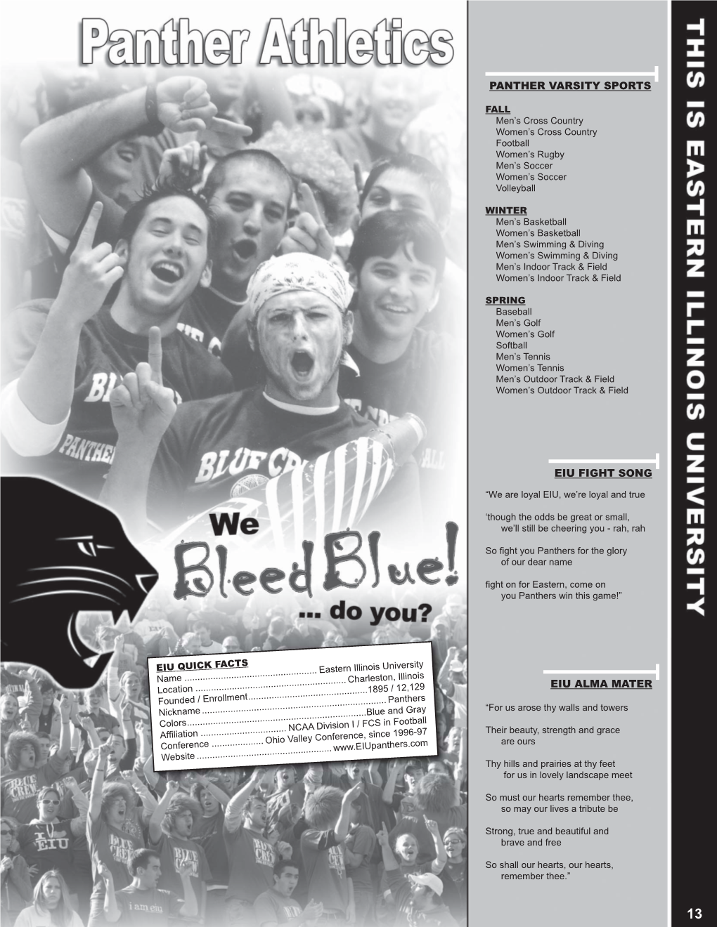 Panther Varsity Sports Eiu Fight Song Eiu Alma Mater