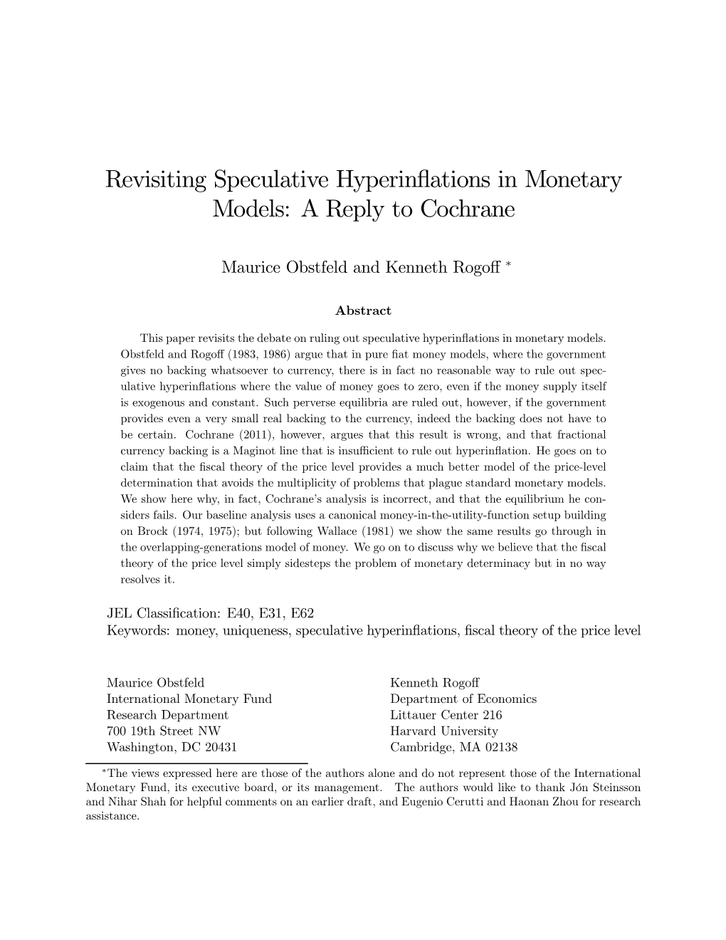 Revisiting Speculative Hyperinflations in Monetary