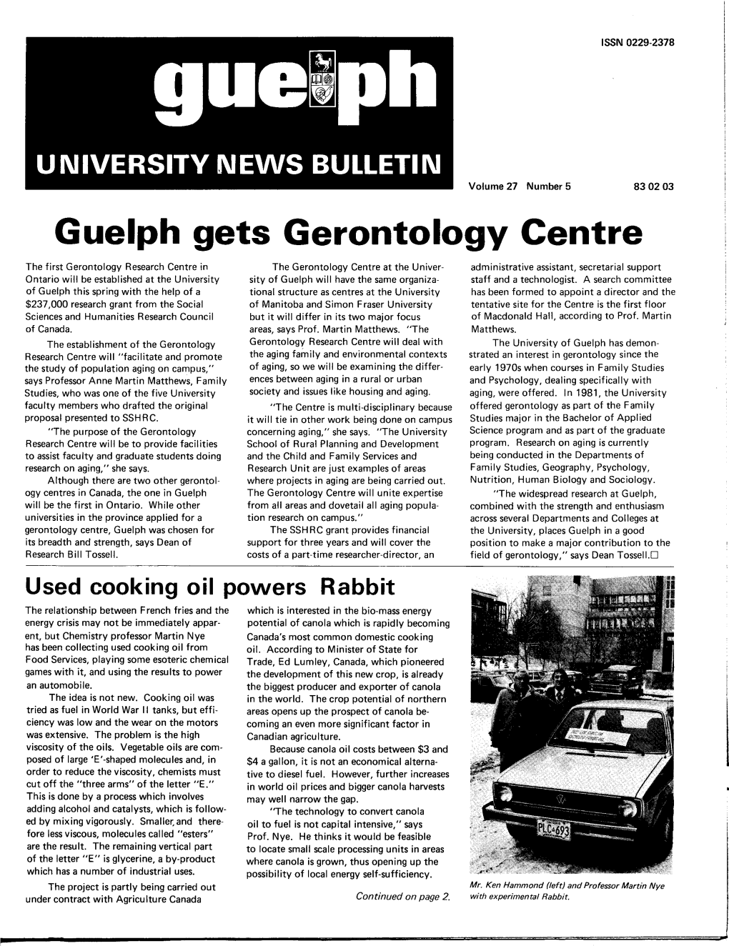 Guelph Gets Gerontology Centre
