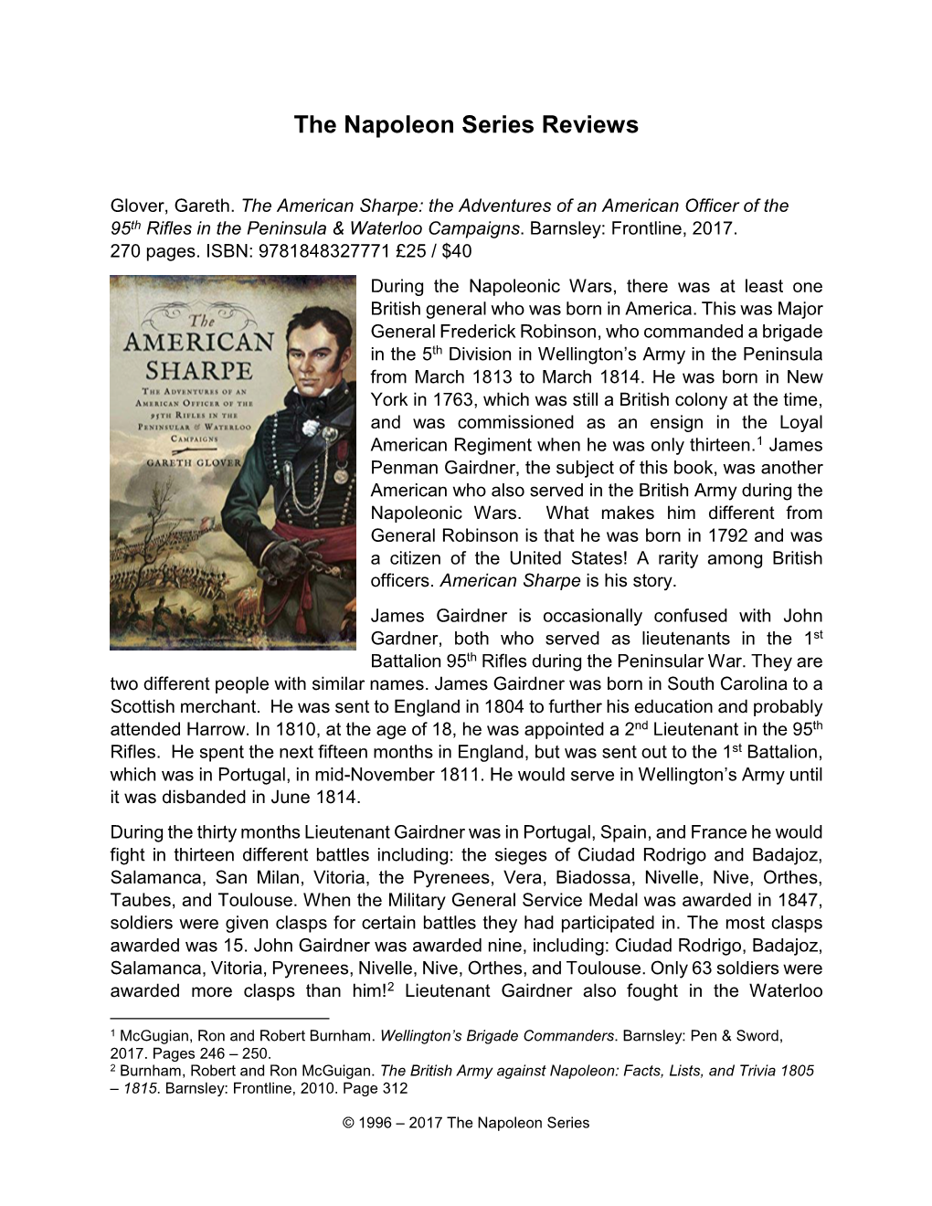 The American Sharpe: the Adventures of an American Officer of the 95Th Rifles in the Peninsula & Waterloo Campaigns