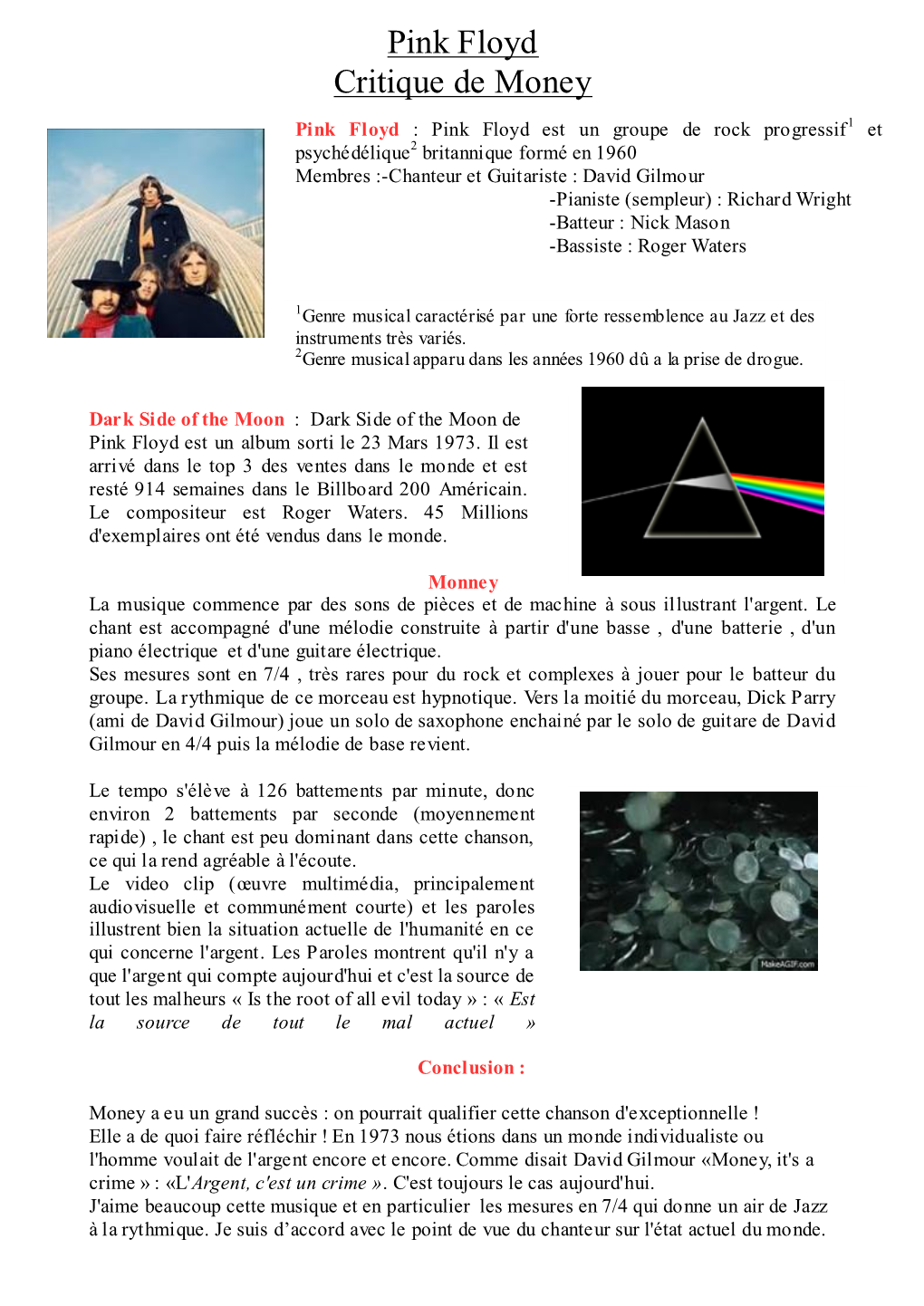 Pink Floyd Critique De Money