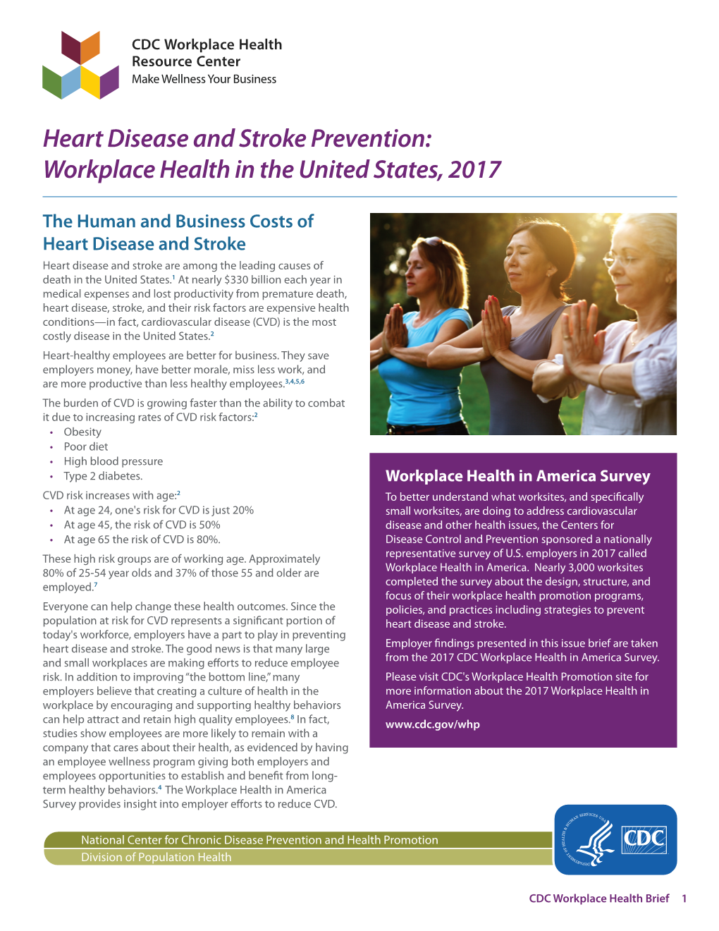 Heart Disease and Stroke Prevention: Workplace Health in the United States, 2017