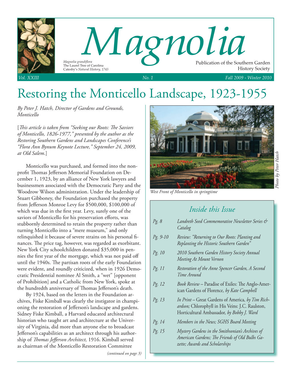 Restoring the Monticello Landscape, 1923-1955 by Peter J