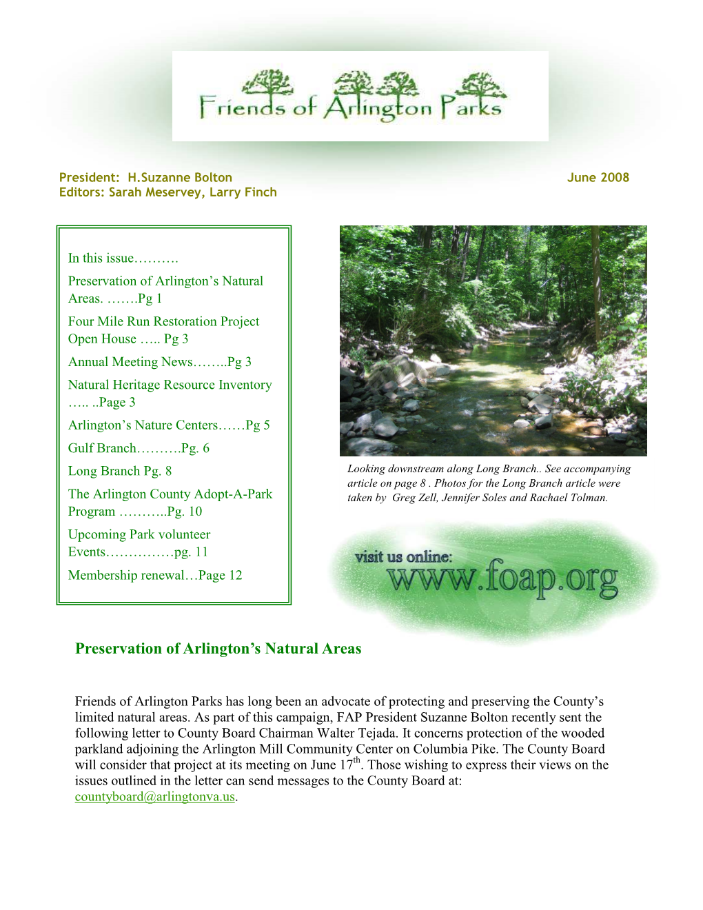 Preservation of Arlington's Natural Areas