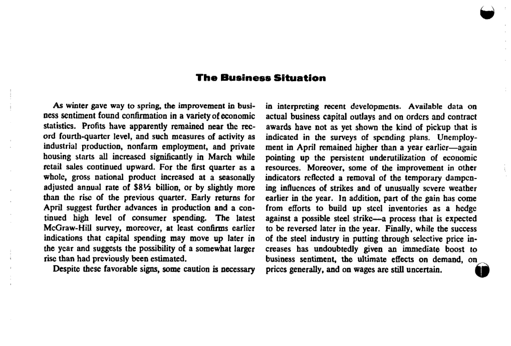 The Business Situation, May 1963