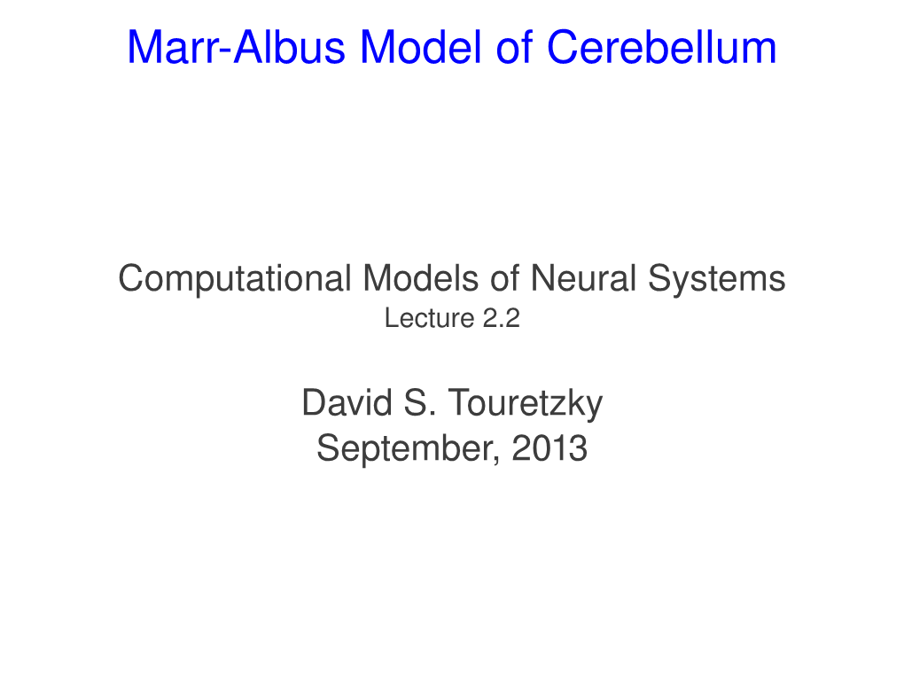 Marralbus Model of Cerebellum