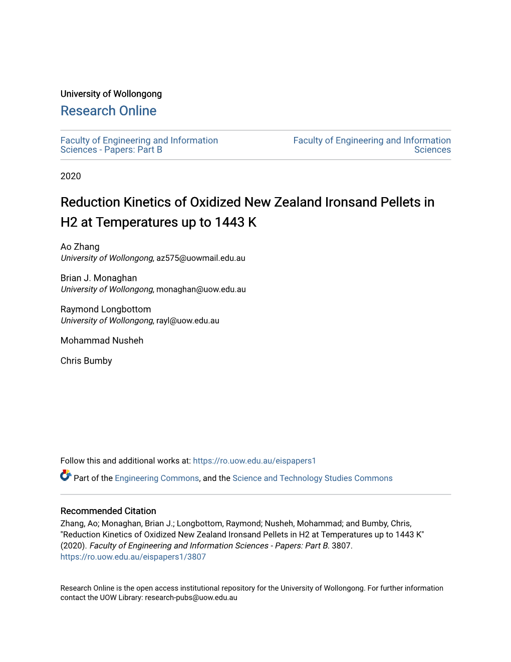 Reduction Kinetics of Oxidized New Zealand Ironsand Pellets in H2 at Temperatures up to 1443 K