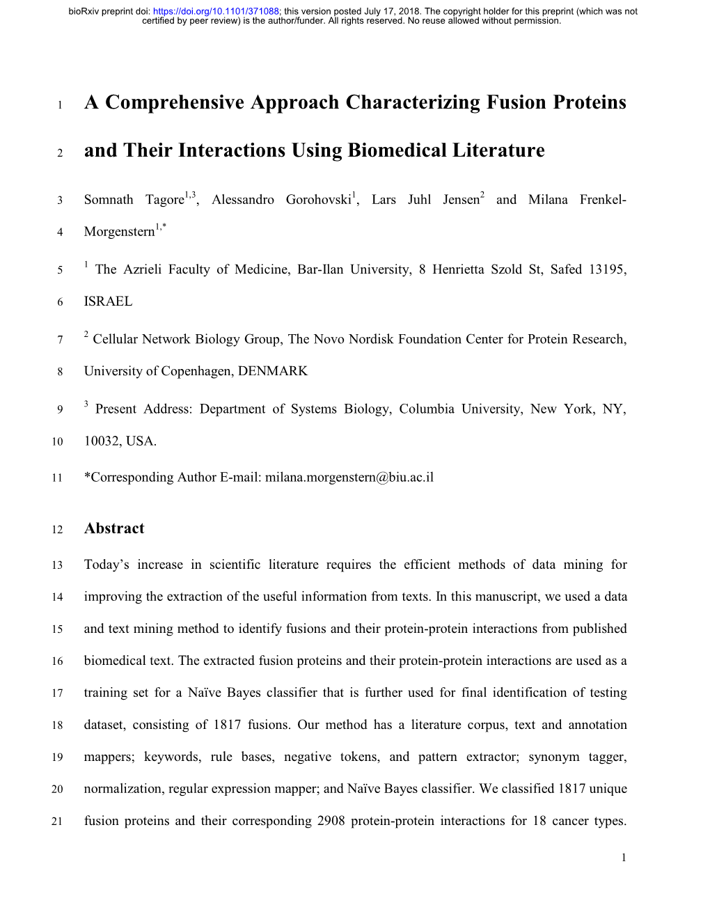 A Comprehensive Approach Characterizing Fusion Proteins And