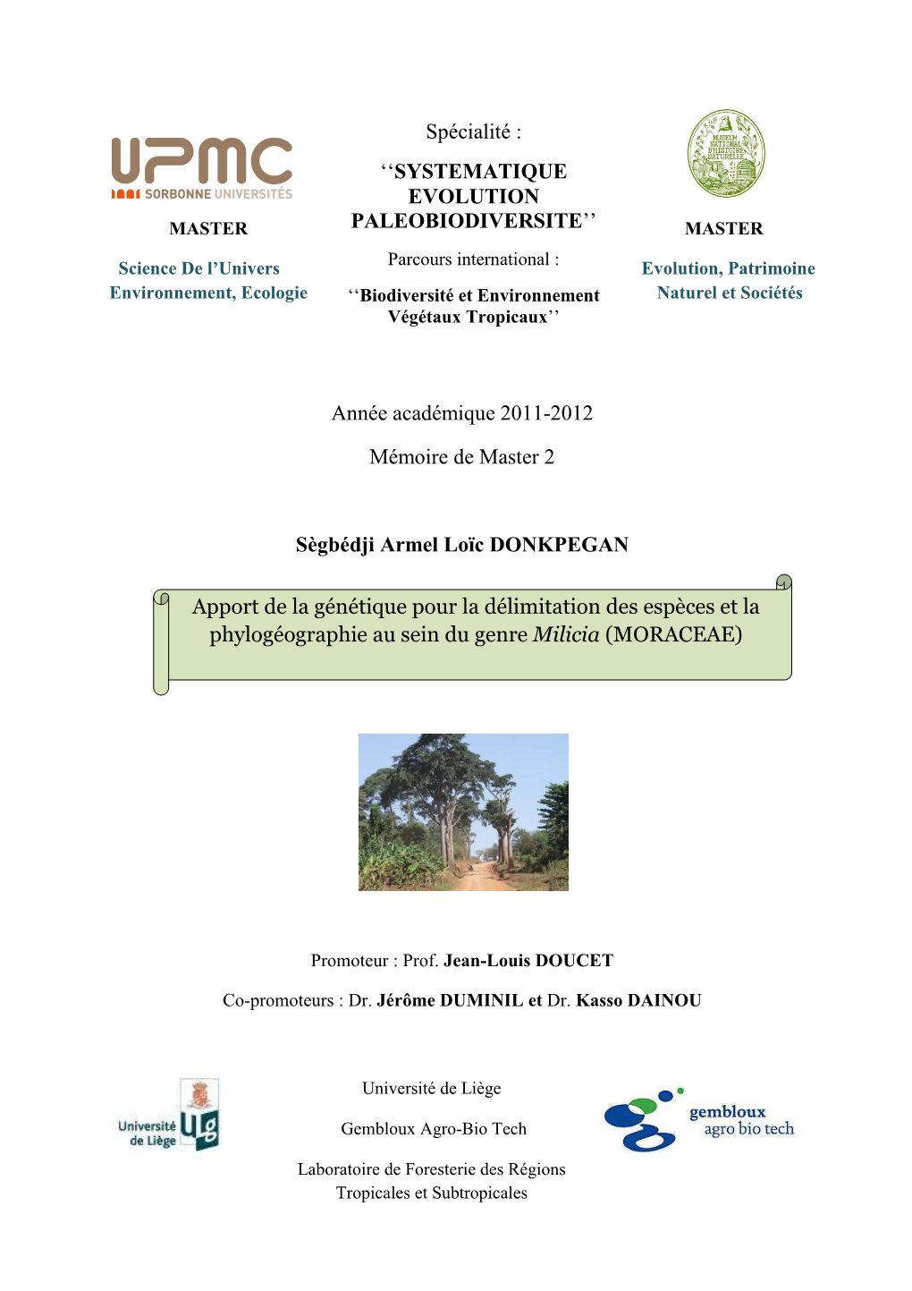 Année Académique 2011-2012 Mémoire De Master 2