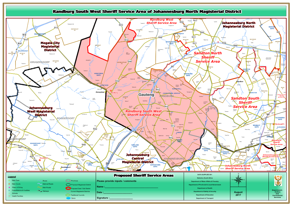 Gauteng Randburg South West Sheriff Service Area of Johannesburg