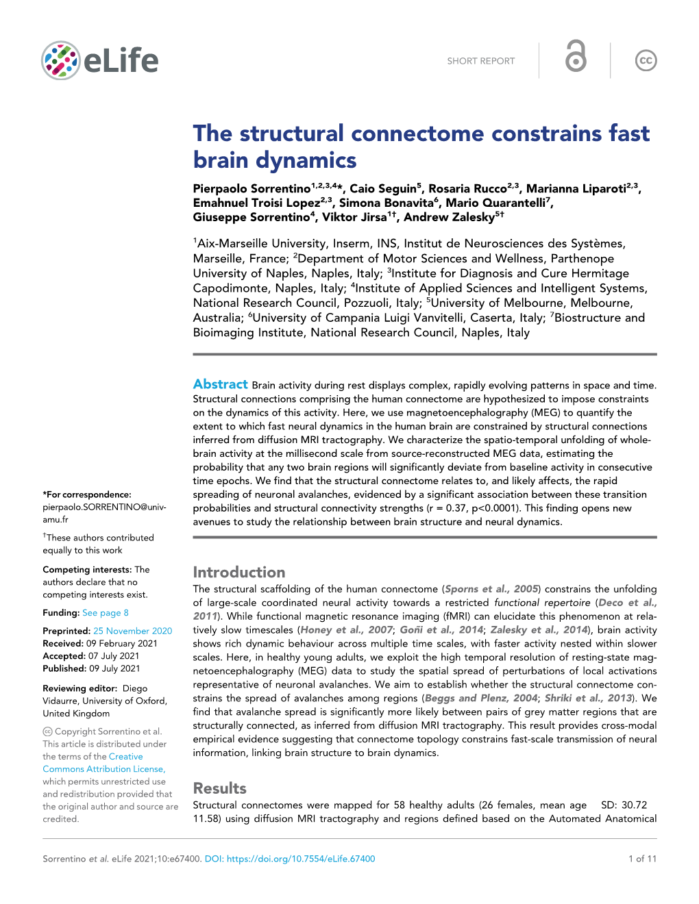 The Structural Connectome Constrains Fast Brain Dynamics