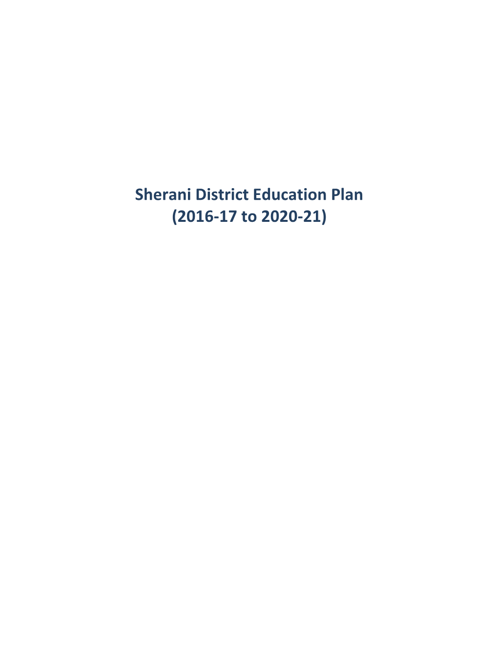 Sherani District Education Plan (2016-17 to 2020-21)