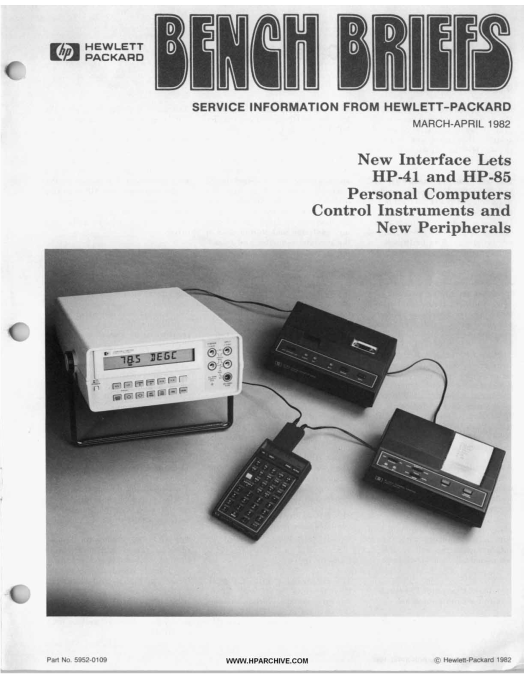 New Interface Lets HP-41 and HP-85 Personal Computers Control Instruments and New Peripherals New HP Interface Called HP-IL