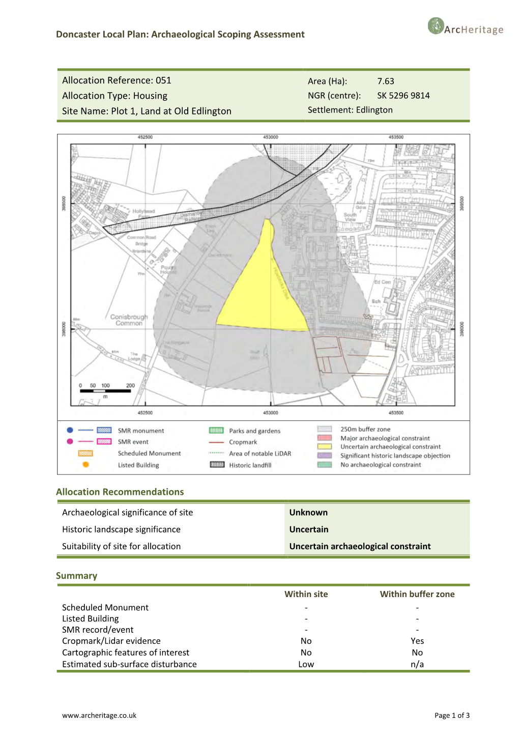 Doncaster Local Plan: Archaeological Scoping Assessment