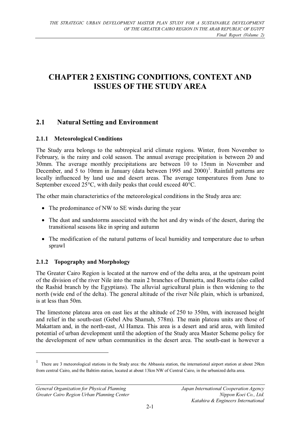 Chapter 2 Existing Conditions, Context and Issues of the Study Area