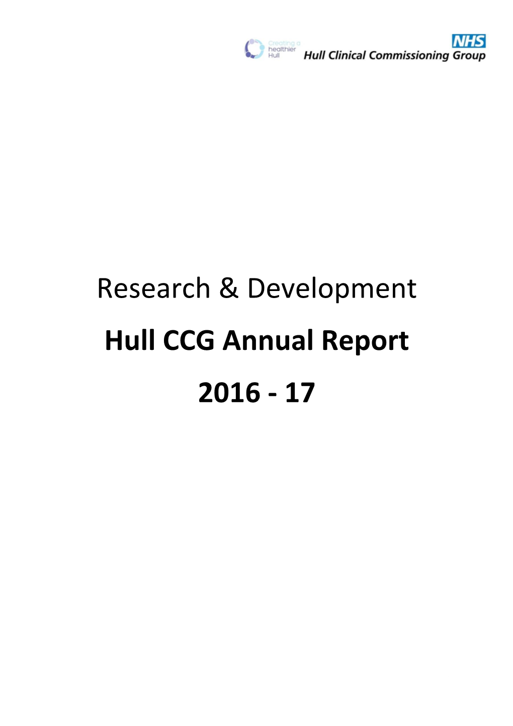 Research & Development Hull CCG Annual Report 2016