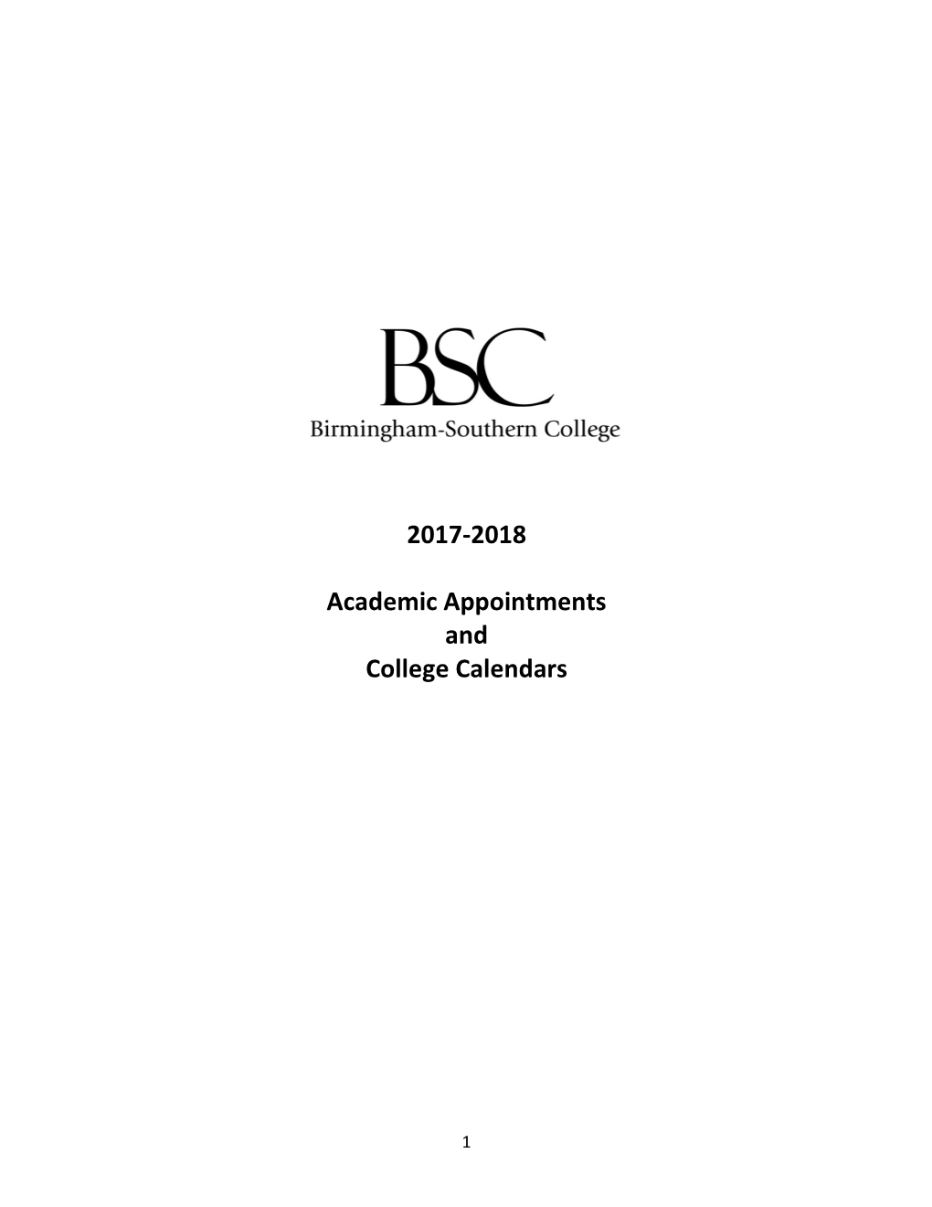 2017-2018 Academic Appointments and College Calendars