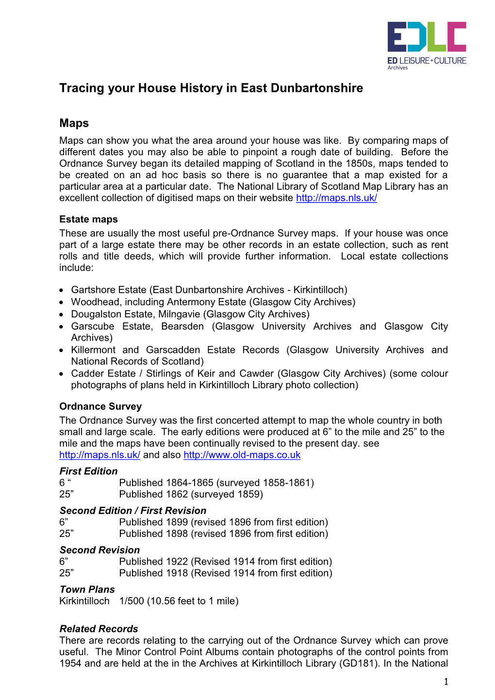 Tracing Your House History in East Dunbartonshire