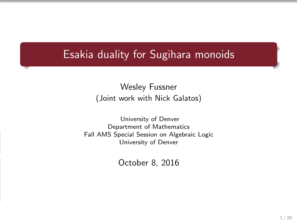 Esakia Duality for Sugihara Monoids