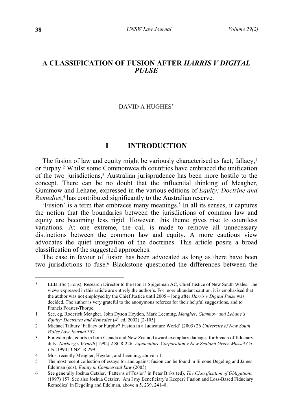 A Classification of Fusion After Harris V Digital Pulse I Introduction