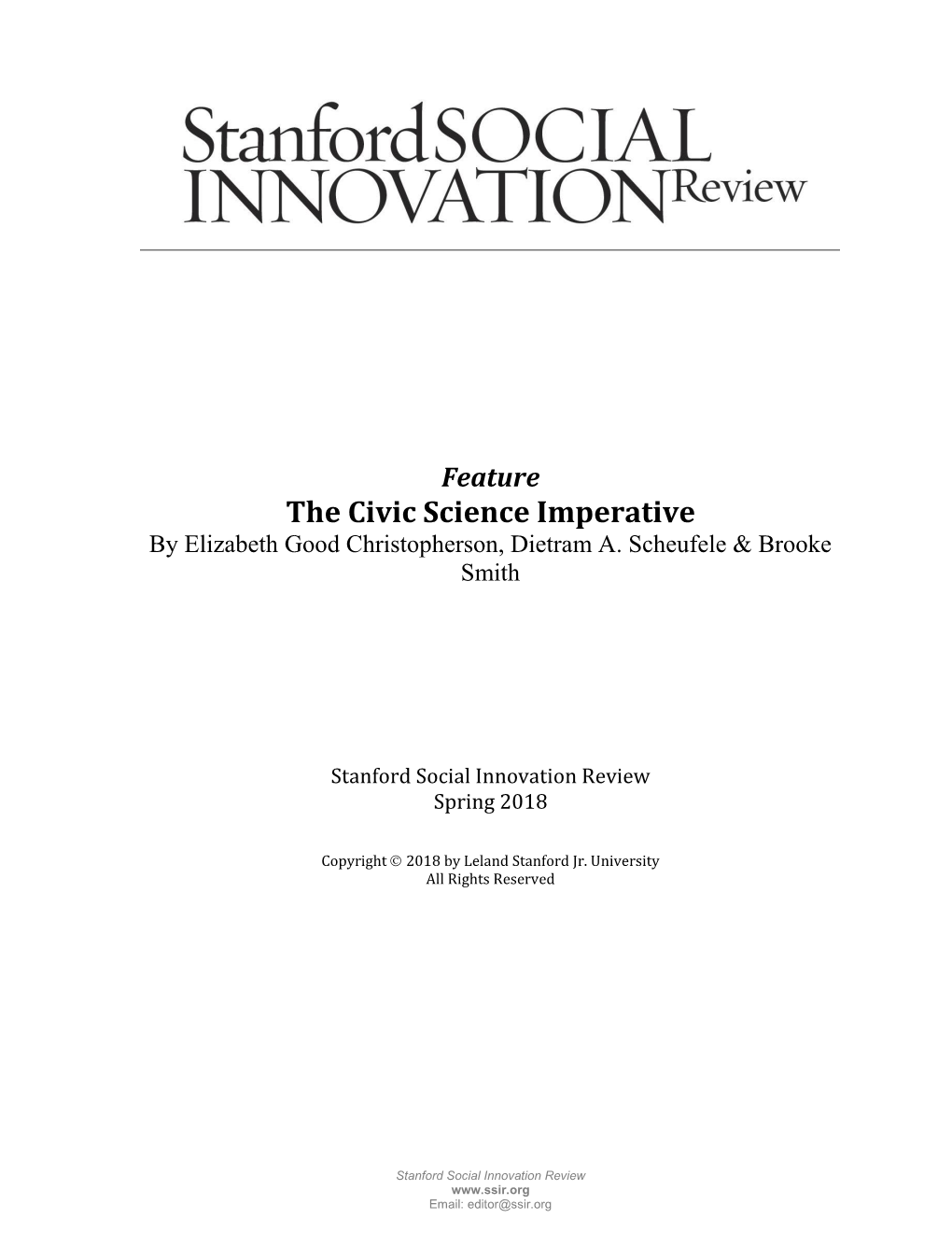 The Civic Science Imperative by Elizabeth Good Christopherson, Dietram A