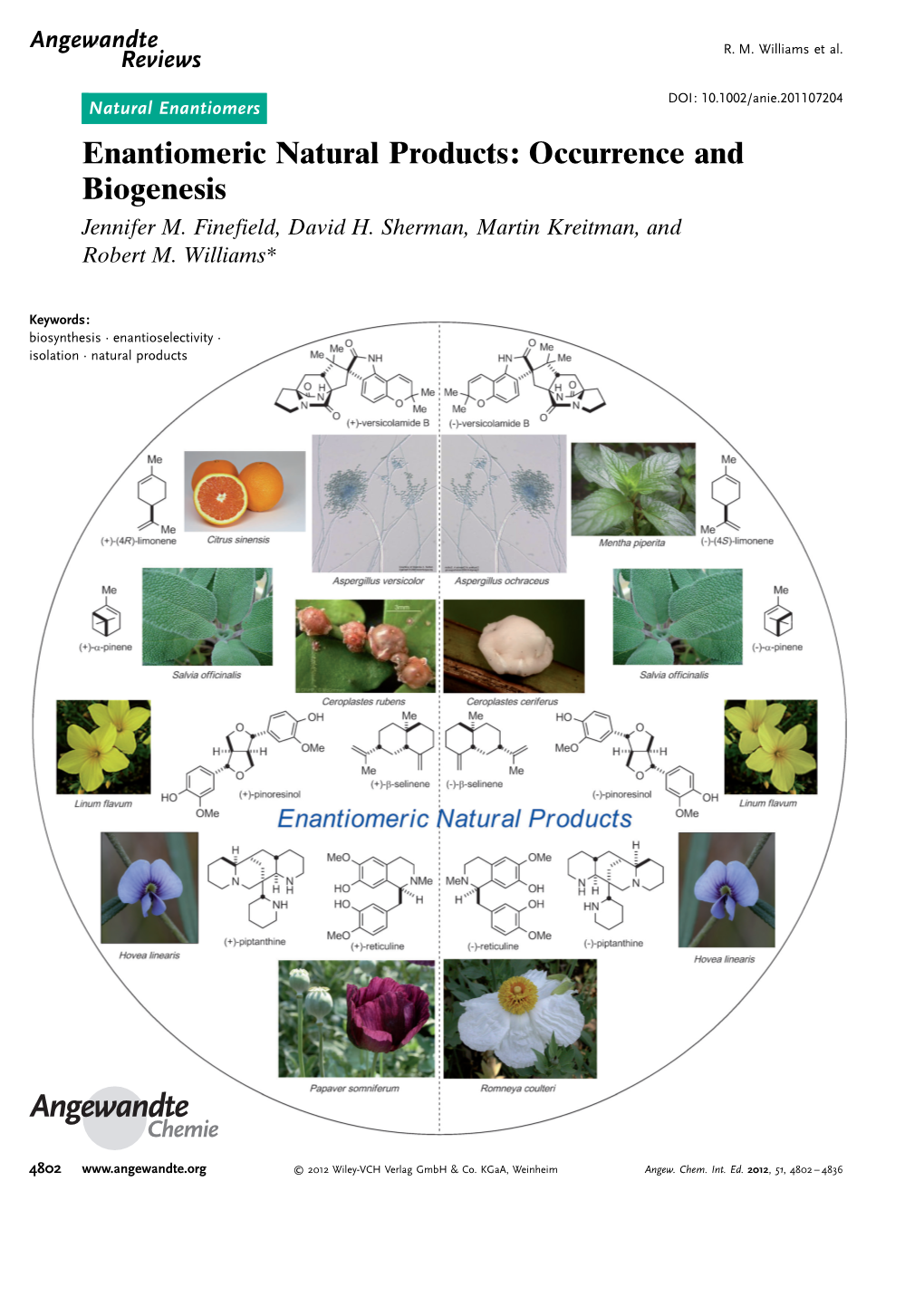 Enantiomeric Natural Products: Occurrence and Biogenesis Jennifer M