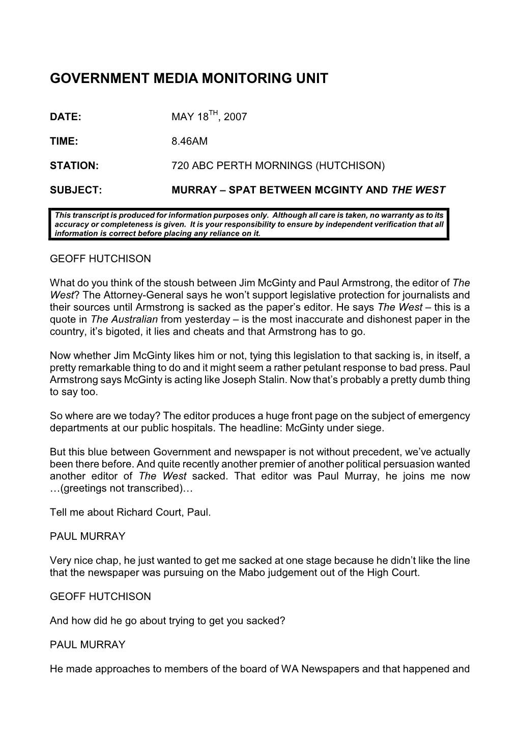 Government Media Monitoring Unit