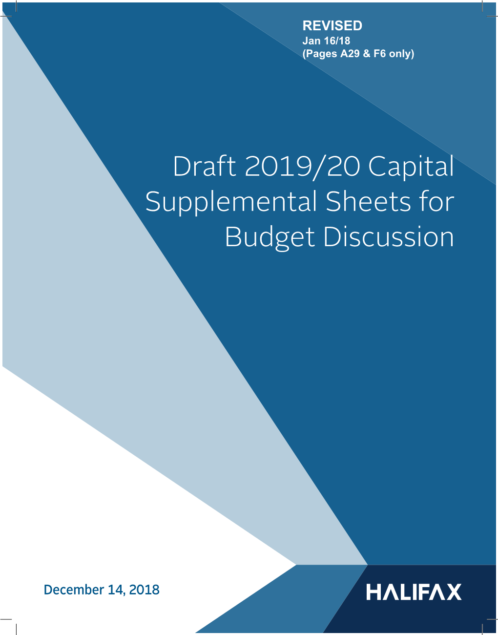Draft 2019/20 Capital Supplemental Sheets for Budget Discussion