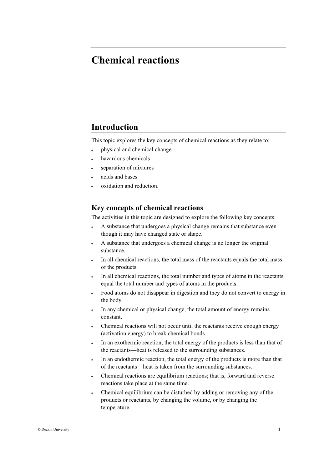 Chemical Reactions